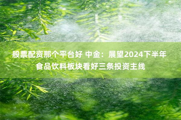 股票配资那个平台好 中金：展望2024下半年 食品饮料板块看好三条投资主线