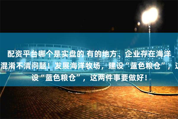 配资平台哪个是实盘的 有的地方、企业存在海洋牧场与传统养殖混淆不清问题！发展海洋牧场，建设“蓝色粮仓”，这两件事要做好！