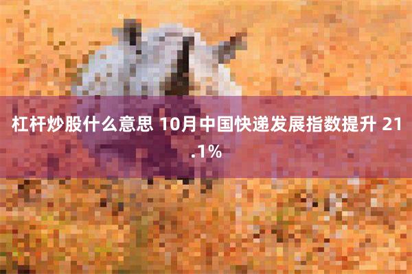 杠杆炒股什么意思 10月中国快递发展指数提升 21.1%